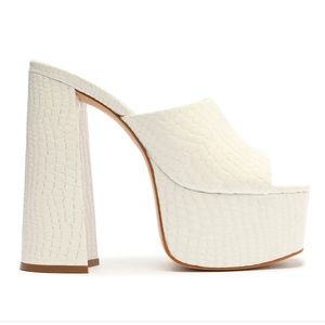 SCHUTZ Darah Crocodile-Embossed Leather Sandal